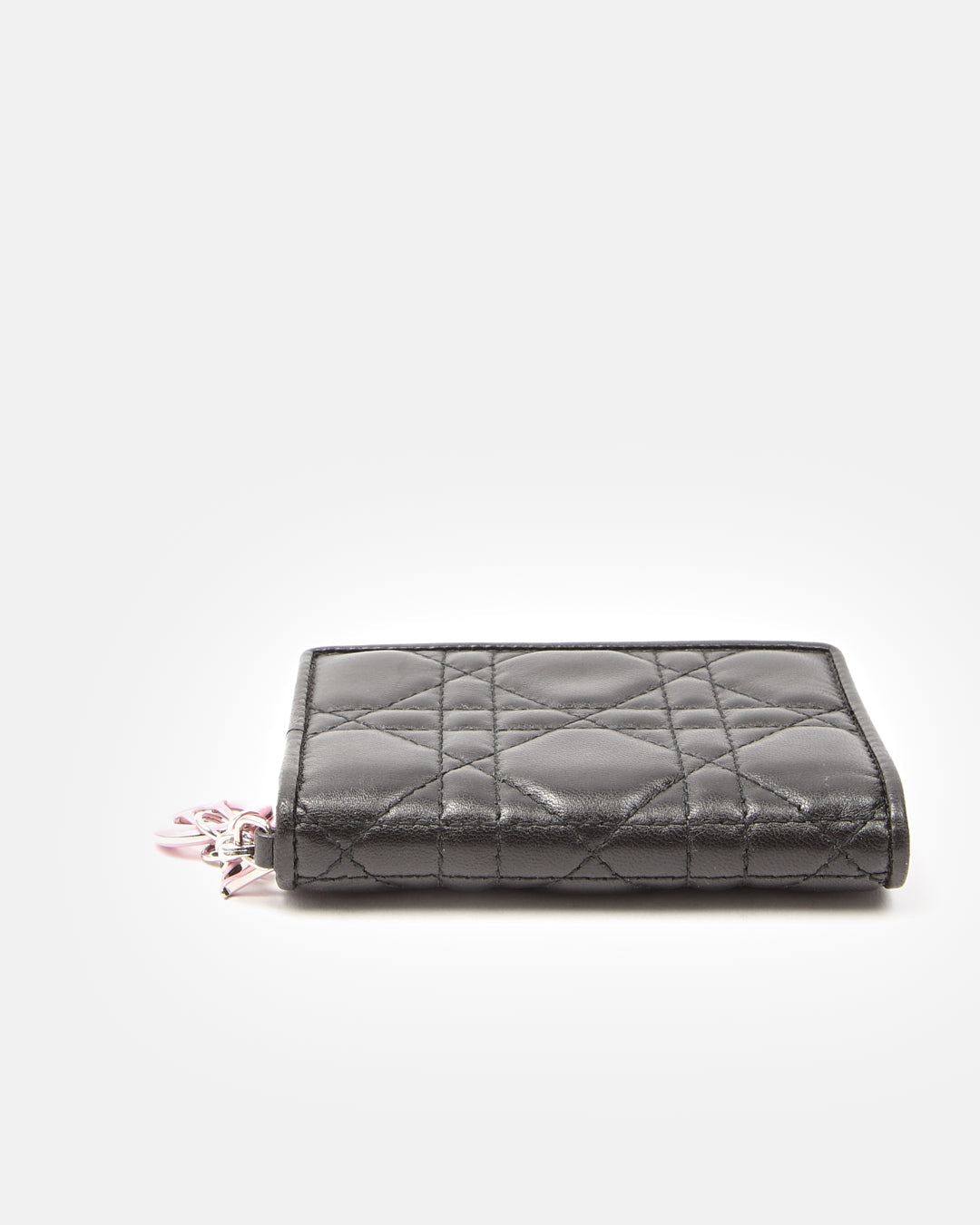 Dior Black/Pink Leather Cannage Lady Dior Mini Wallet