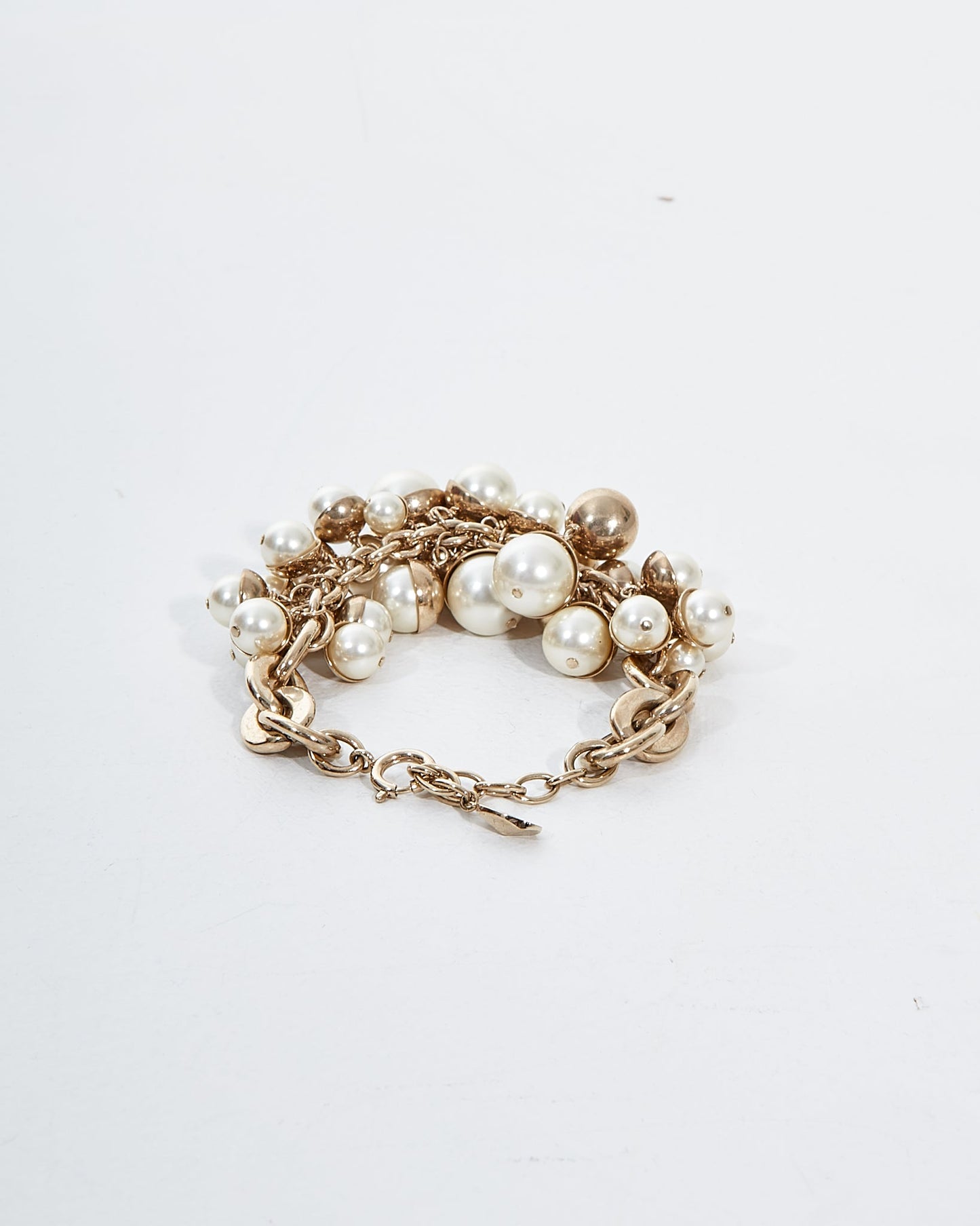 Dior Silver and White Pearl Cluster Bracelet
