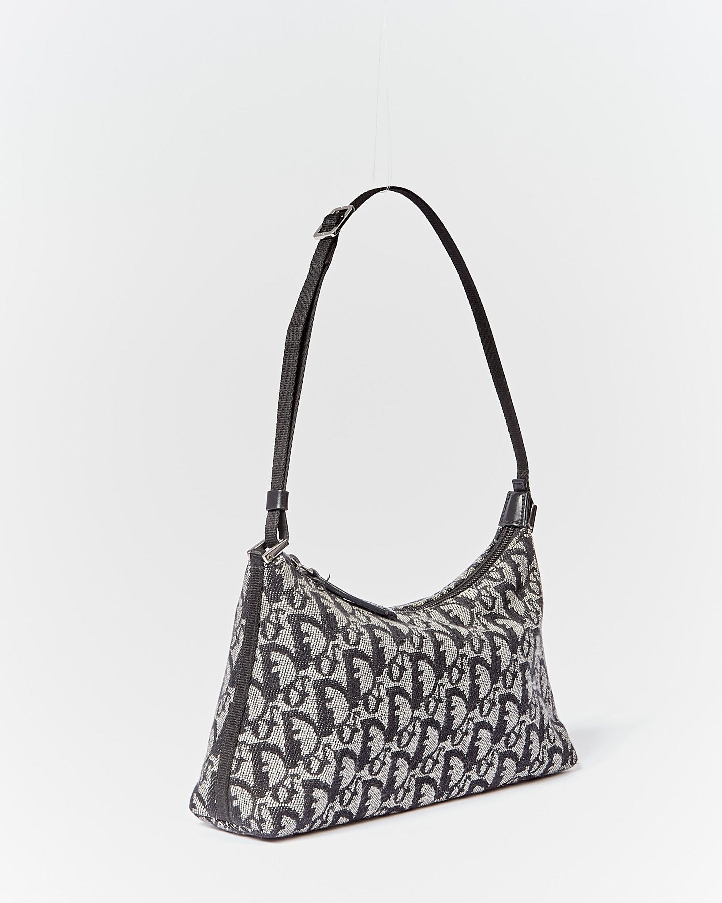Dior Oblique Vintage Black Canvas Shoulder Bag