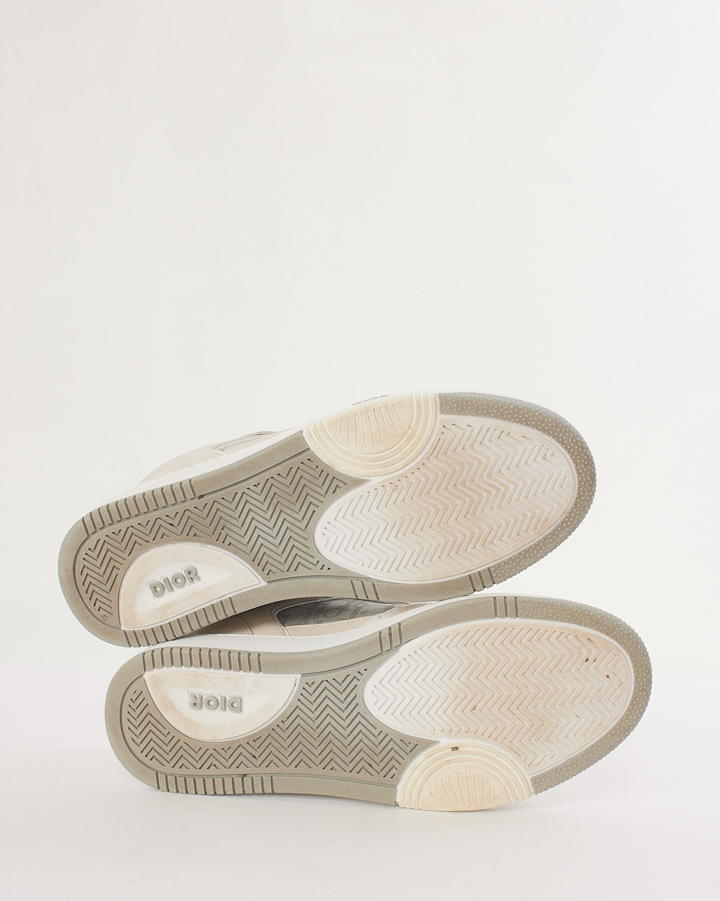 Dior White and Grey Smooth Calfskin Leather Low Top B27 Sneakers - 40