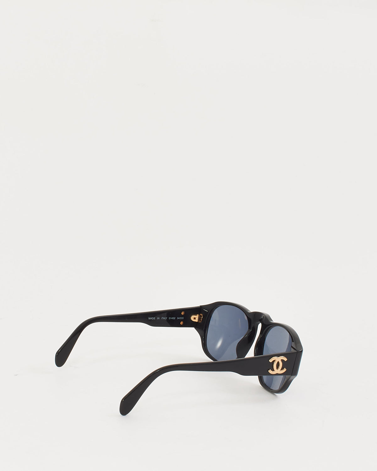 Chanel Vintage Black Square Round 01452 Gold CC Sunglasses