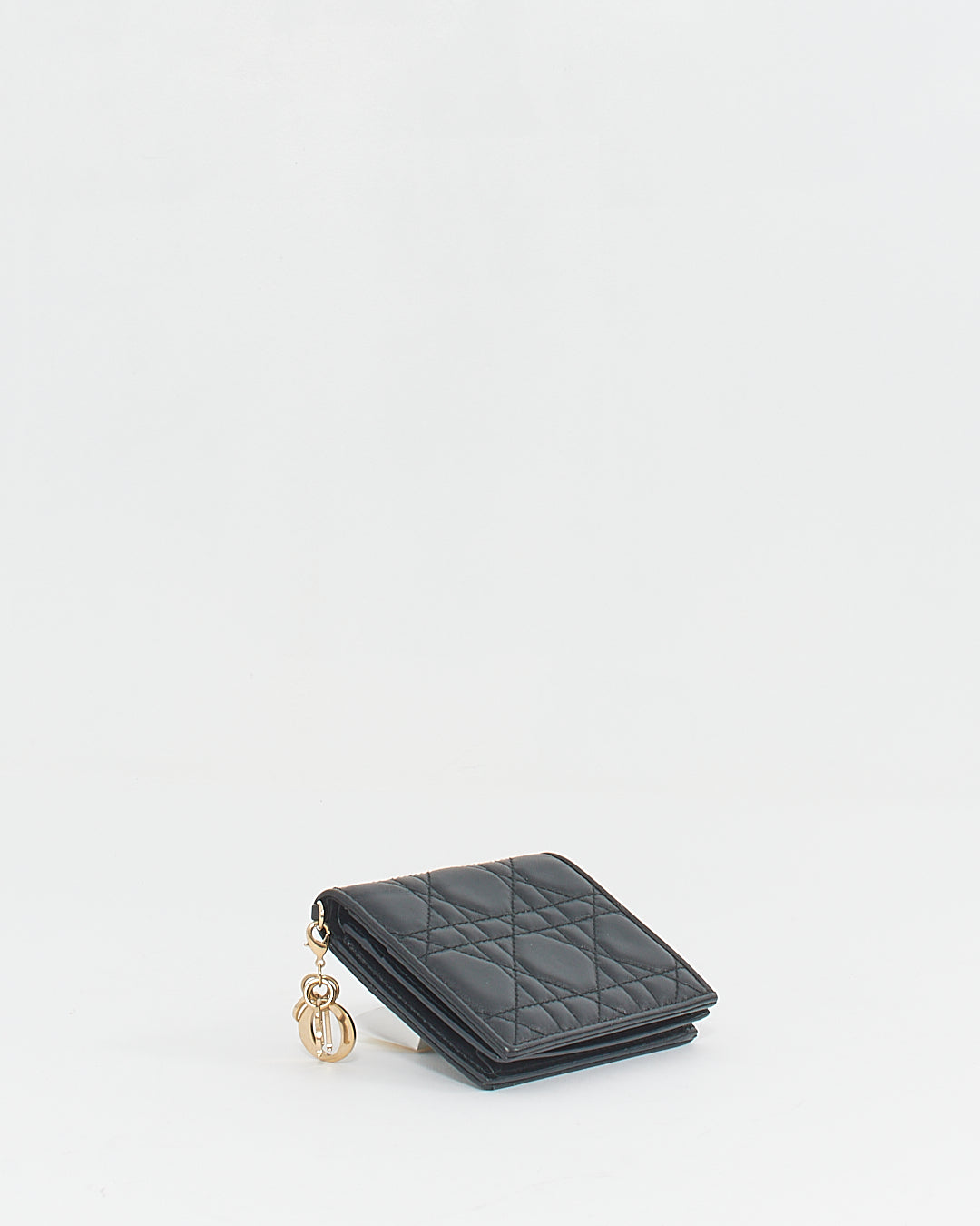 Dior Black Calfskin Cannage Mini Lady Dior Wallet