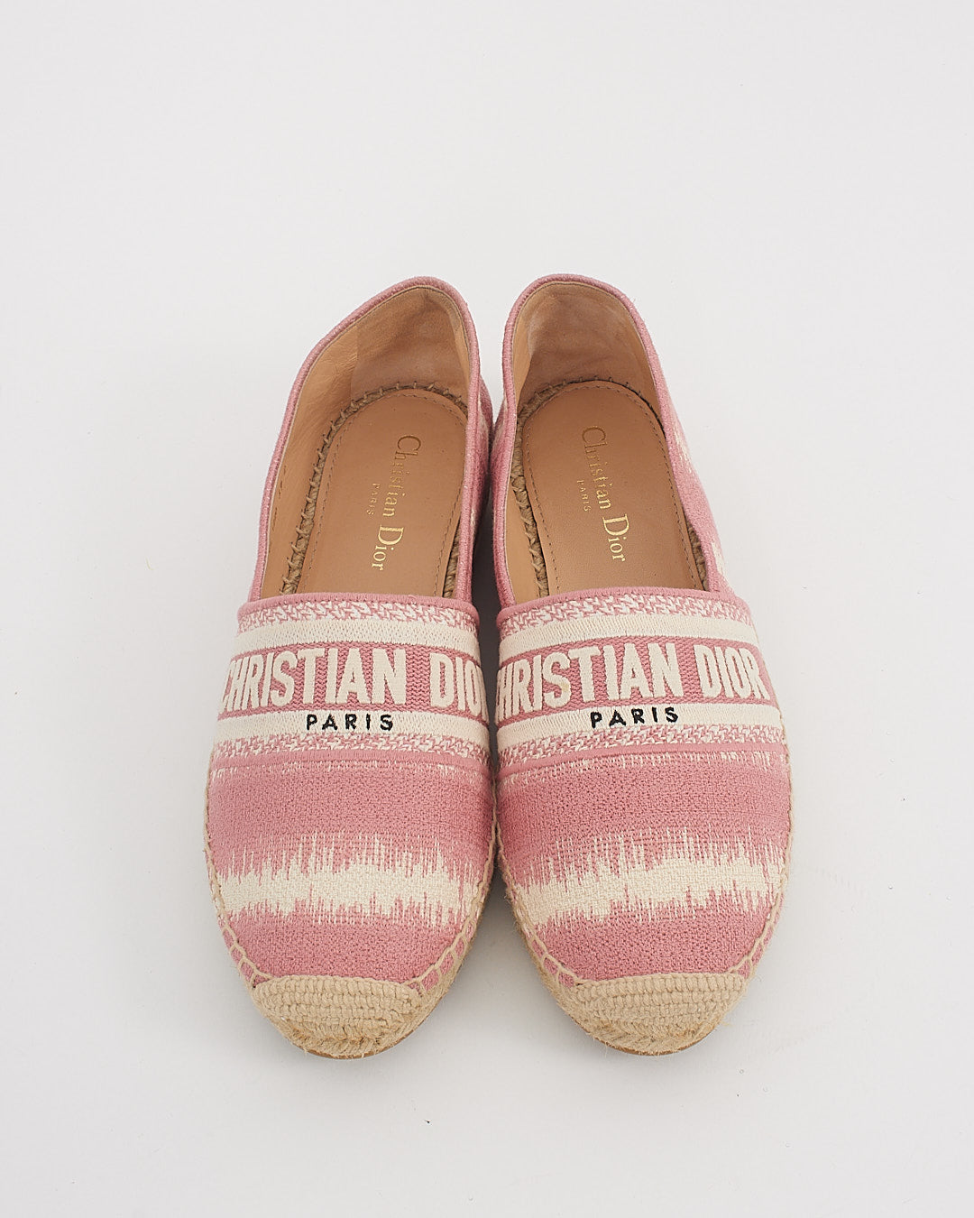 Dior Pink Canvas Logo Printed Espadrilles - 39