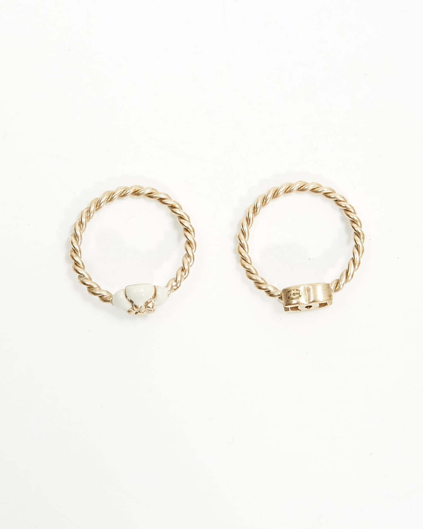 Chanel Antique CC Logo & Camelia 2 Ring Set