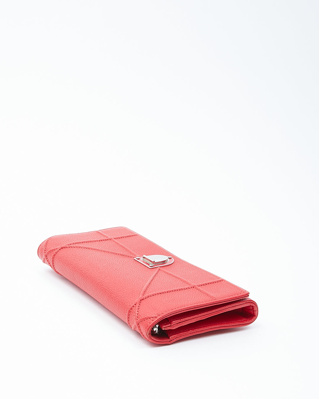 Dior Red Leather Diorama Wallet On Chain