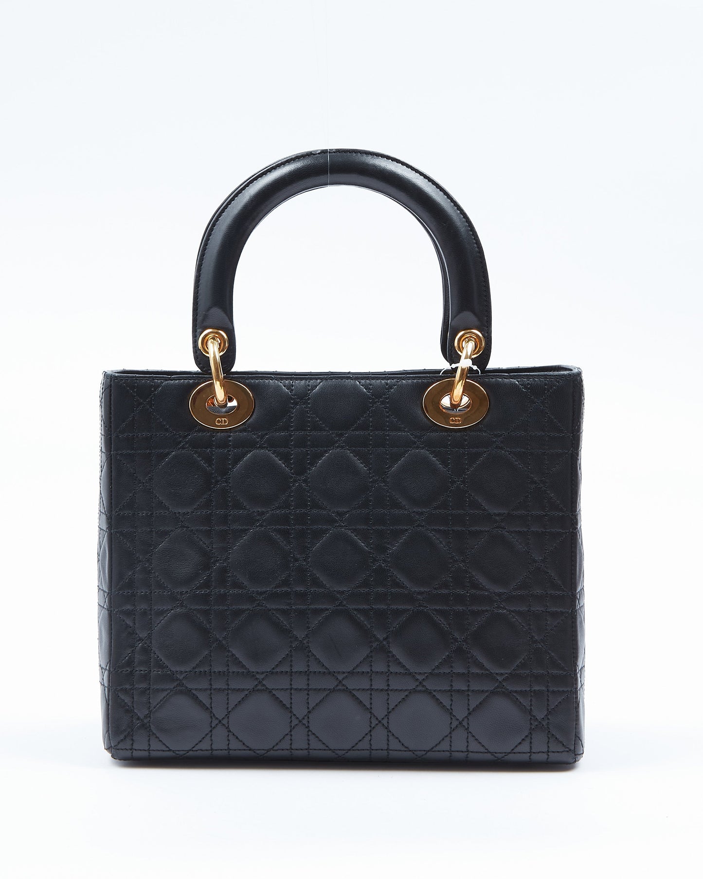 Dior Black Leather Vintage Cannage Medium Lady Dior Bag