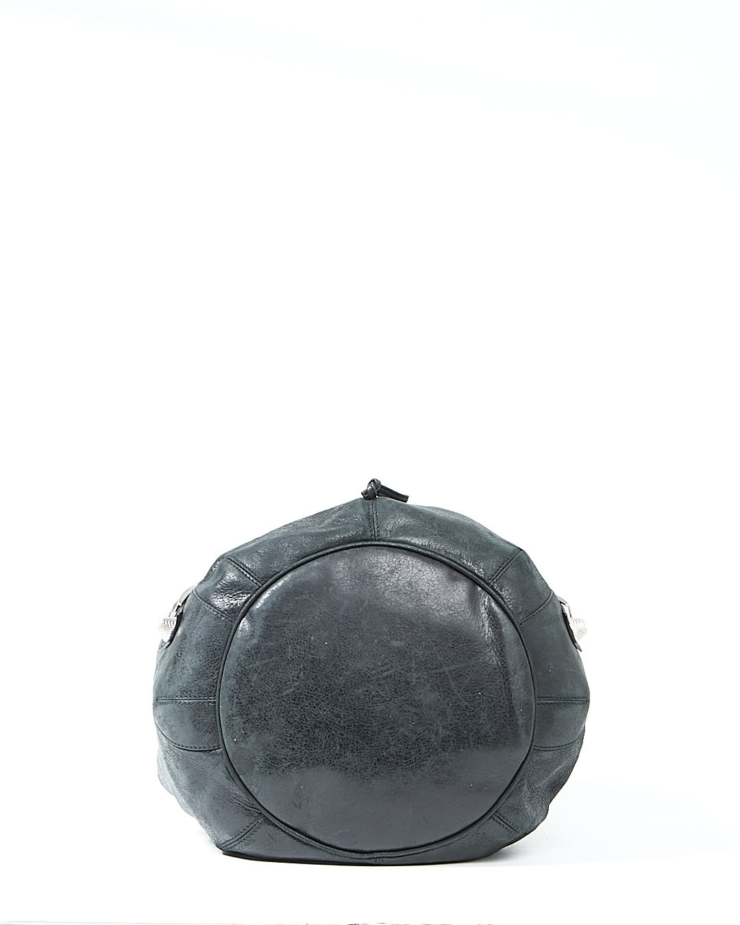 Balenciaga Black Crinkled Leather PomPom Bucket Bag
