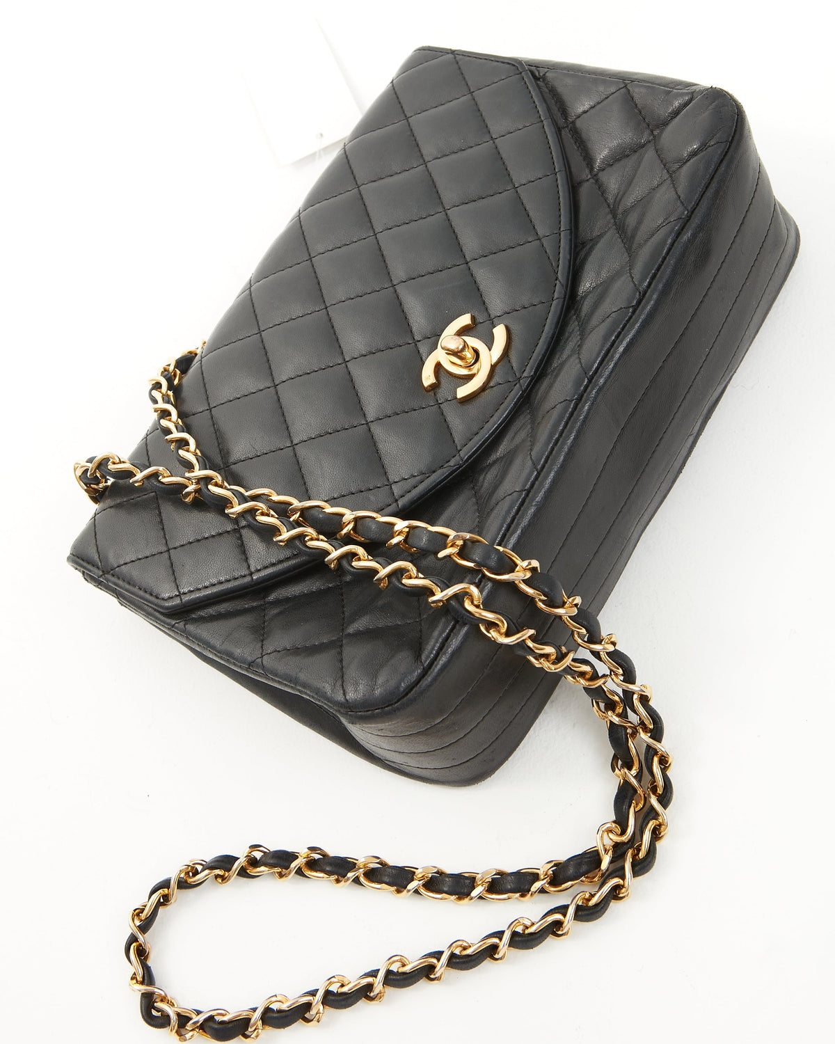 Chanel Vintage Black Matelasse Lambskin Leather Flap Bag