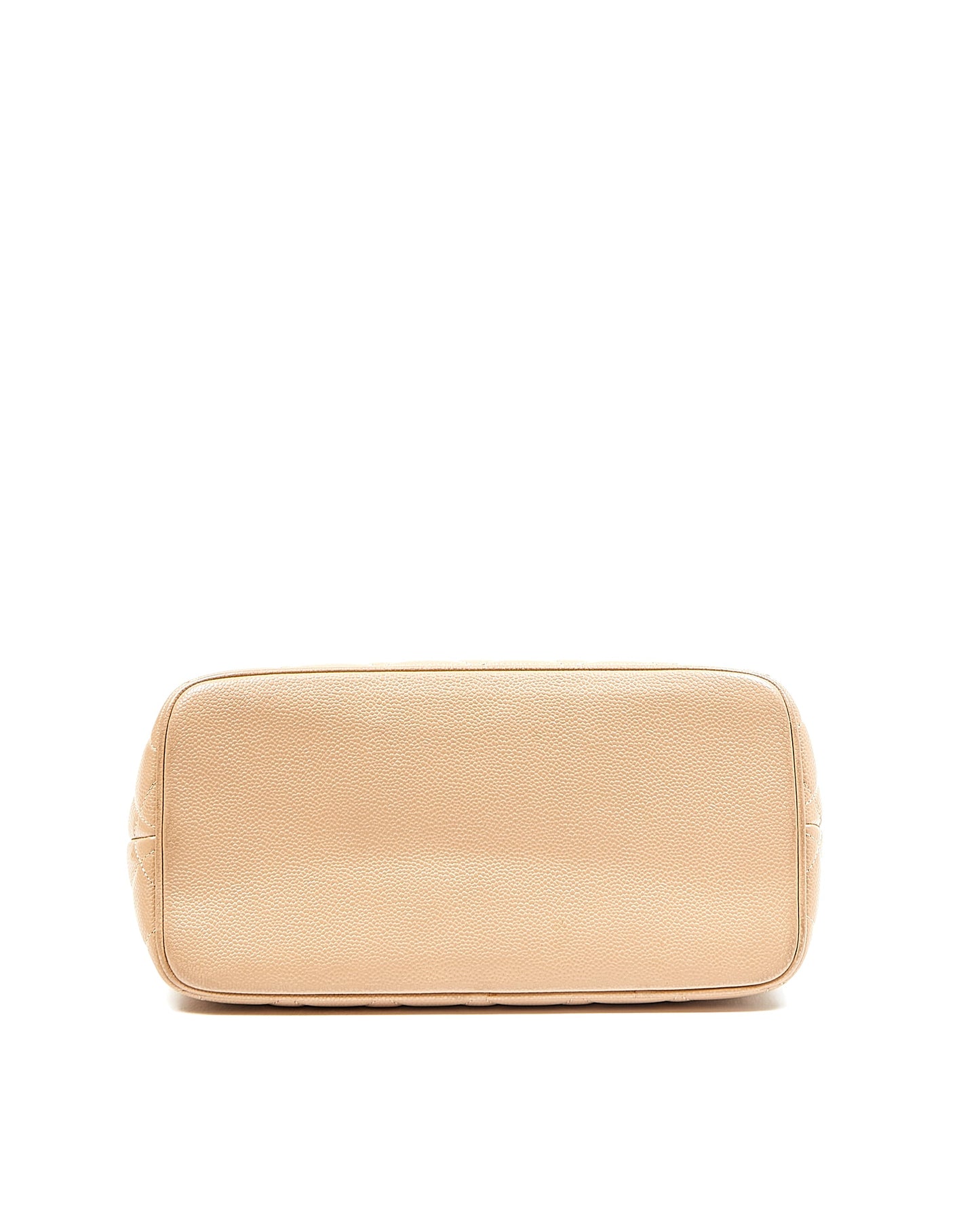 Chanel Beige Caviar CC Logo Medallion Top Handle Bag