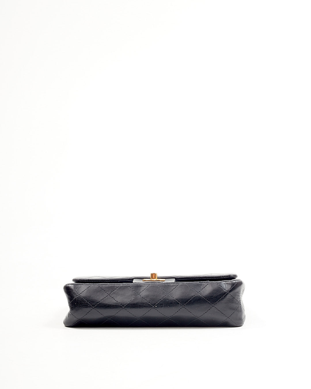 Chanel Black Lambskin Vintage 24K Gold Plated Small Classic Double Flap Bag