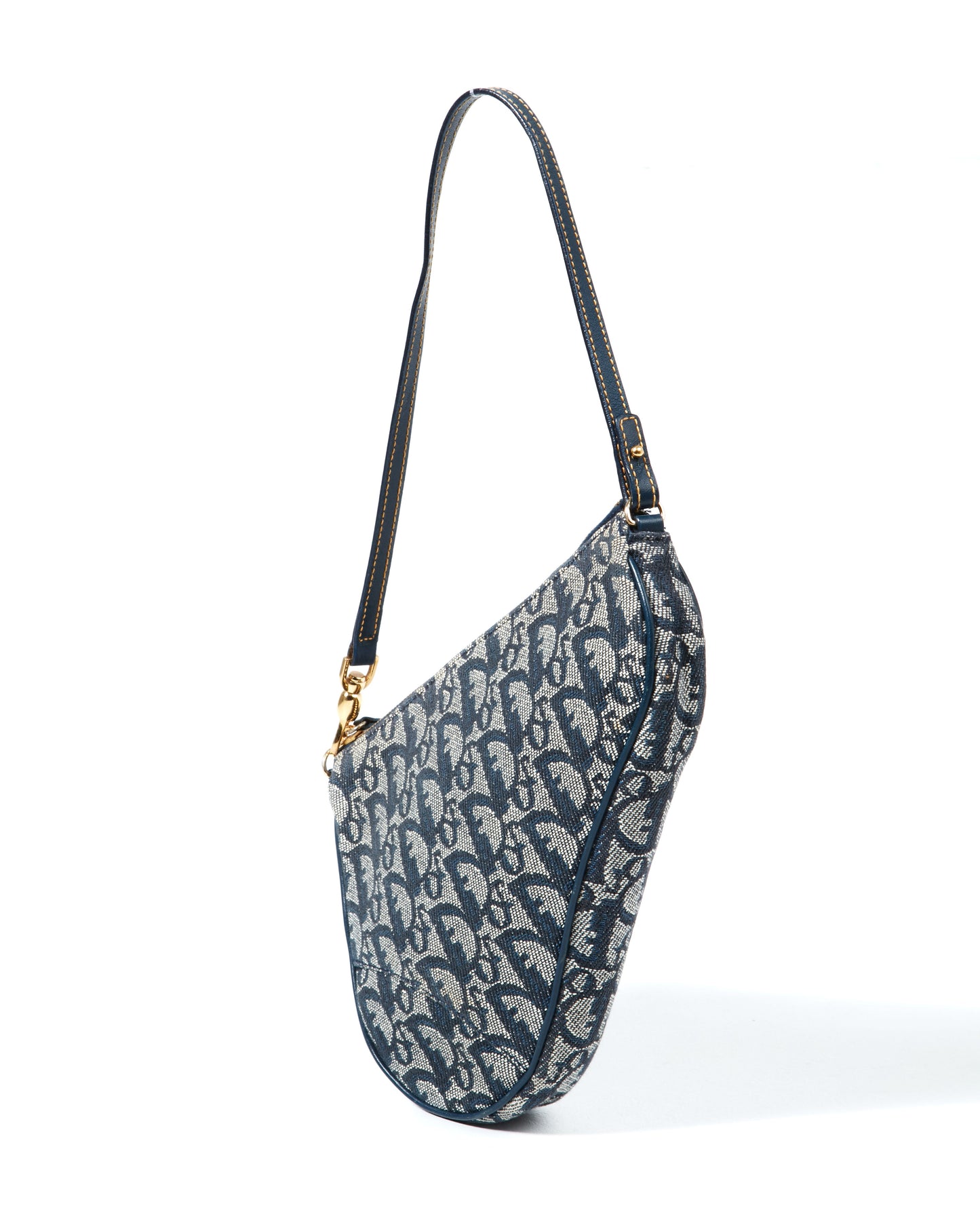 Dior Vintage Navy Diorissimo Mini Saddle Pochette Shoulder Bag