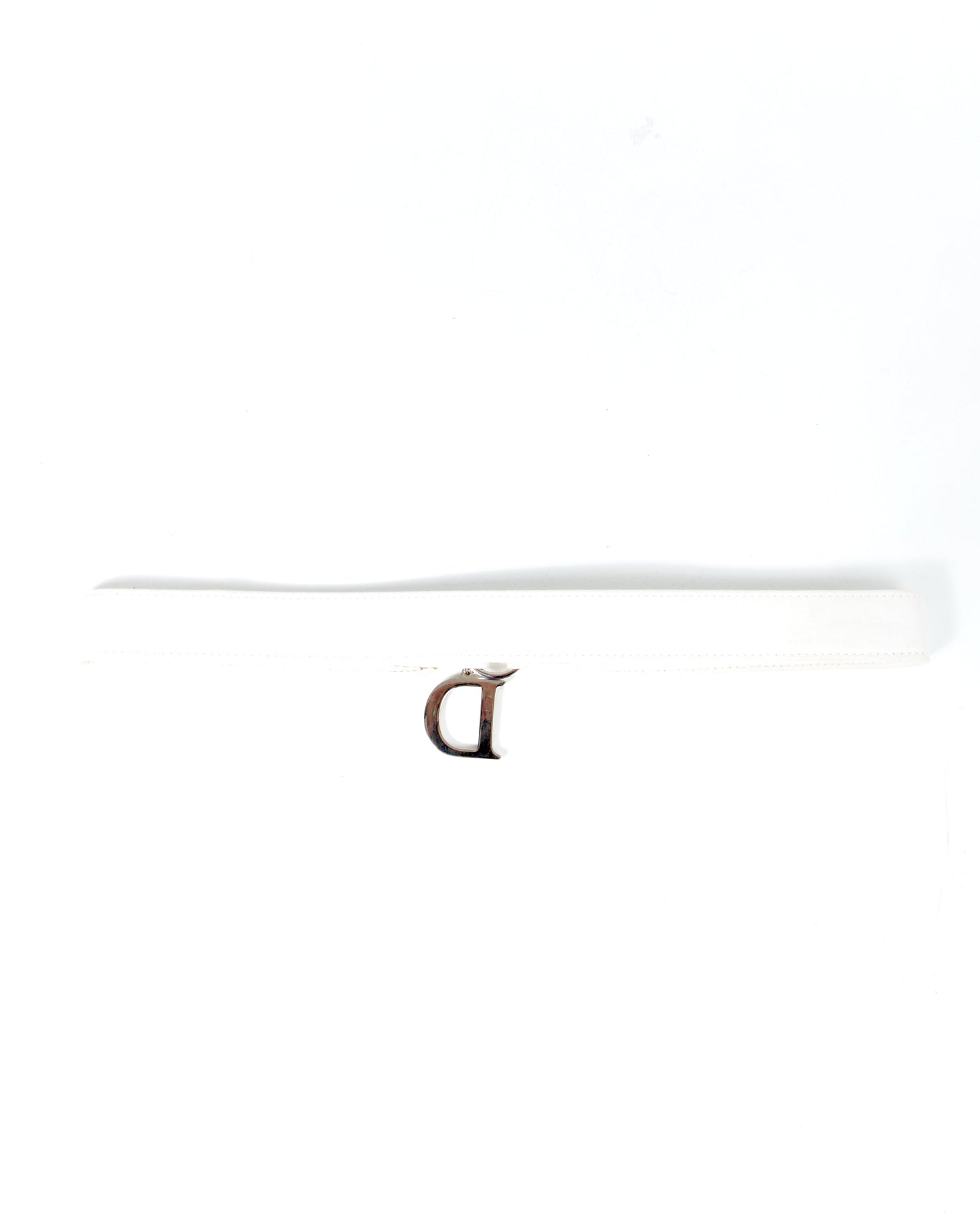 Dior White Leather Floral Detective Belt - 80