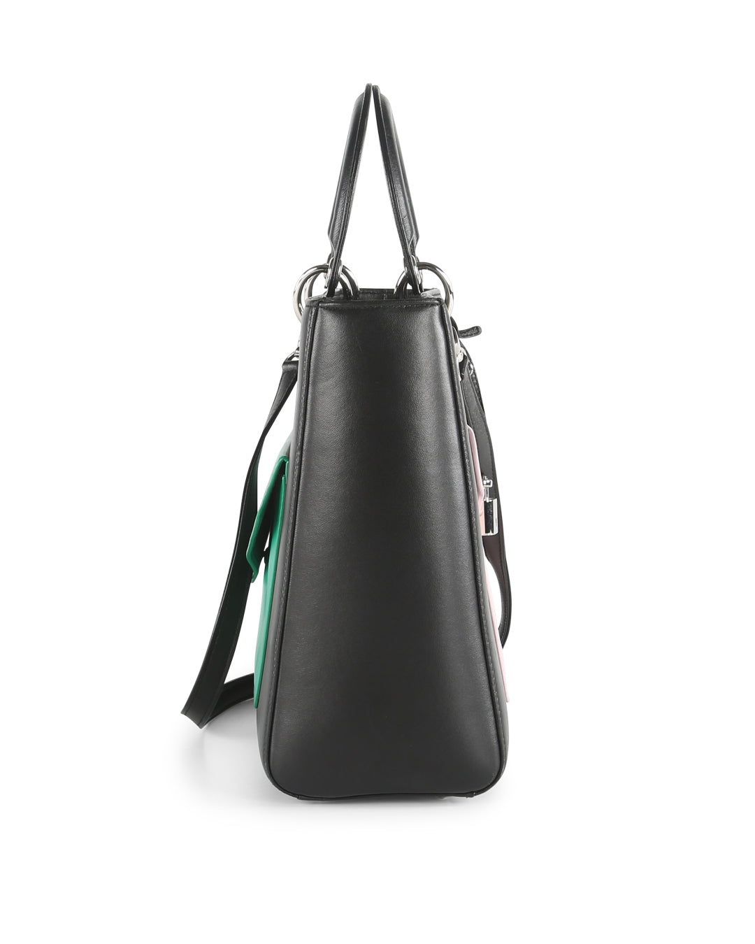 CHRISTIAN DIOR Black Leather Limited Edition Pocket Large Lady Dior Tote Bag