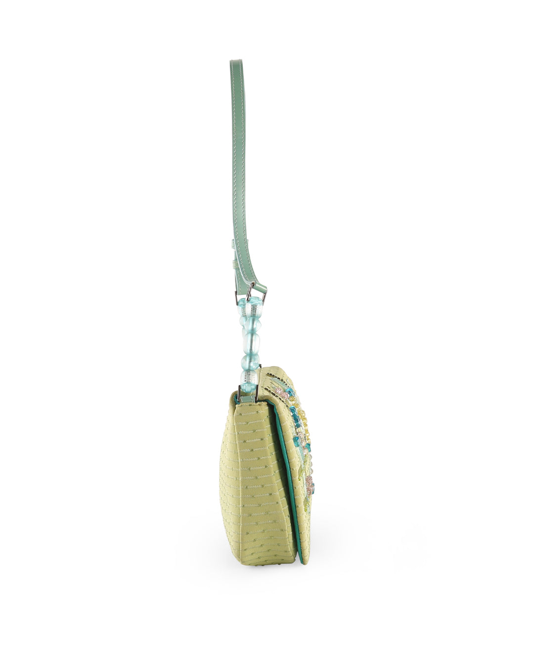 CHRISTIAN DIOR Pistachio Canvas Shoulder Bag With Beads