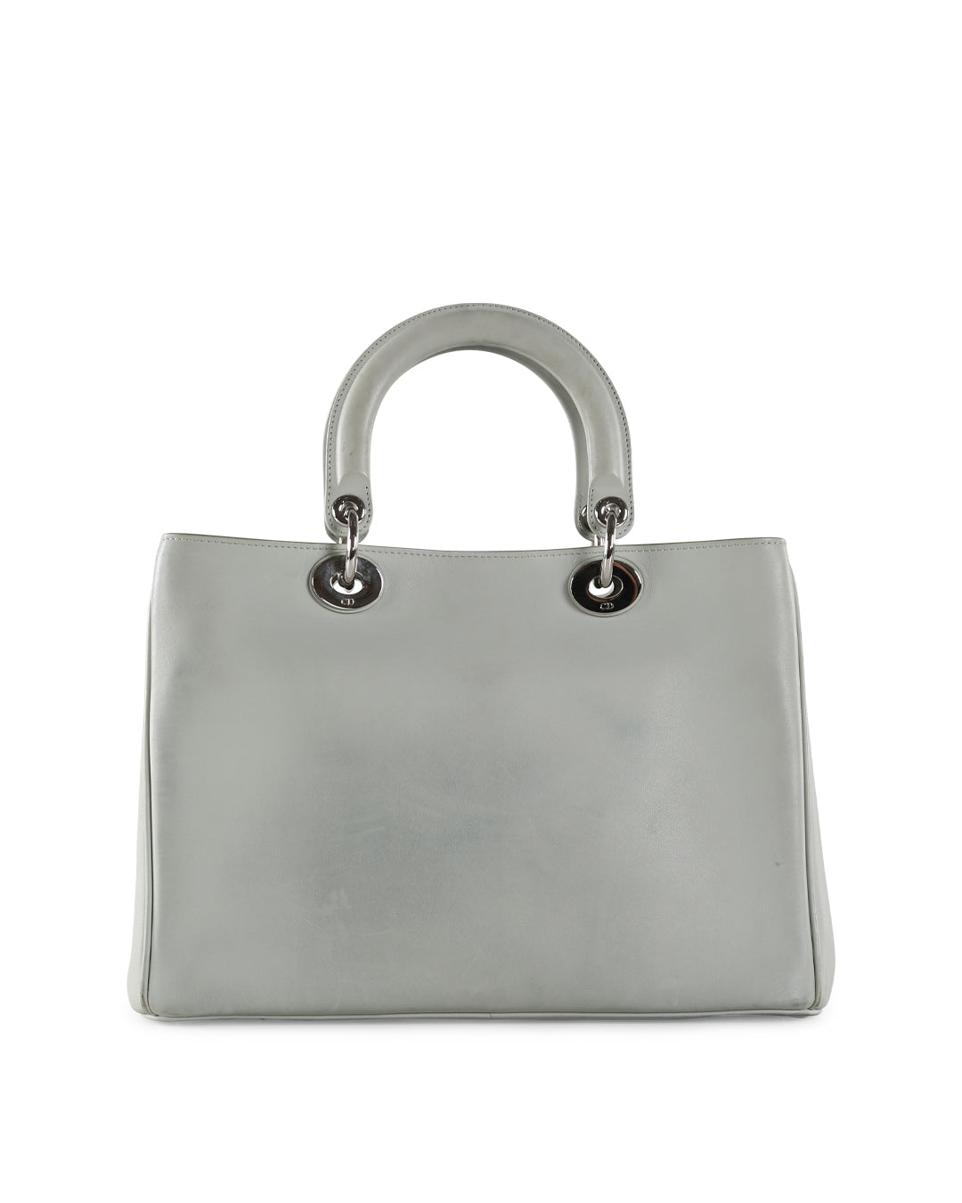 CHRISTIAN DIOR Light Grey Leather Medium Diorissimo Tote Bag