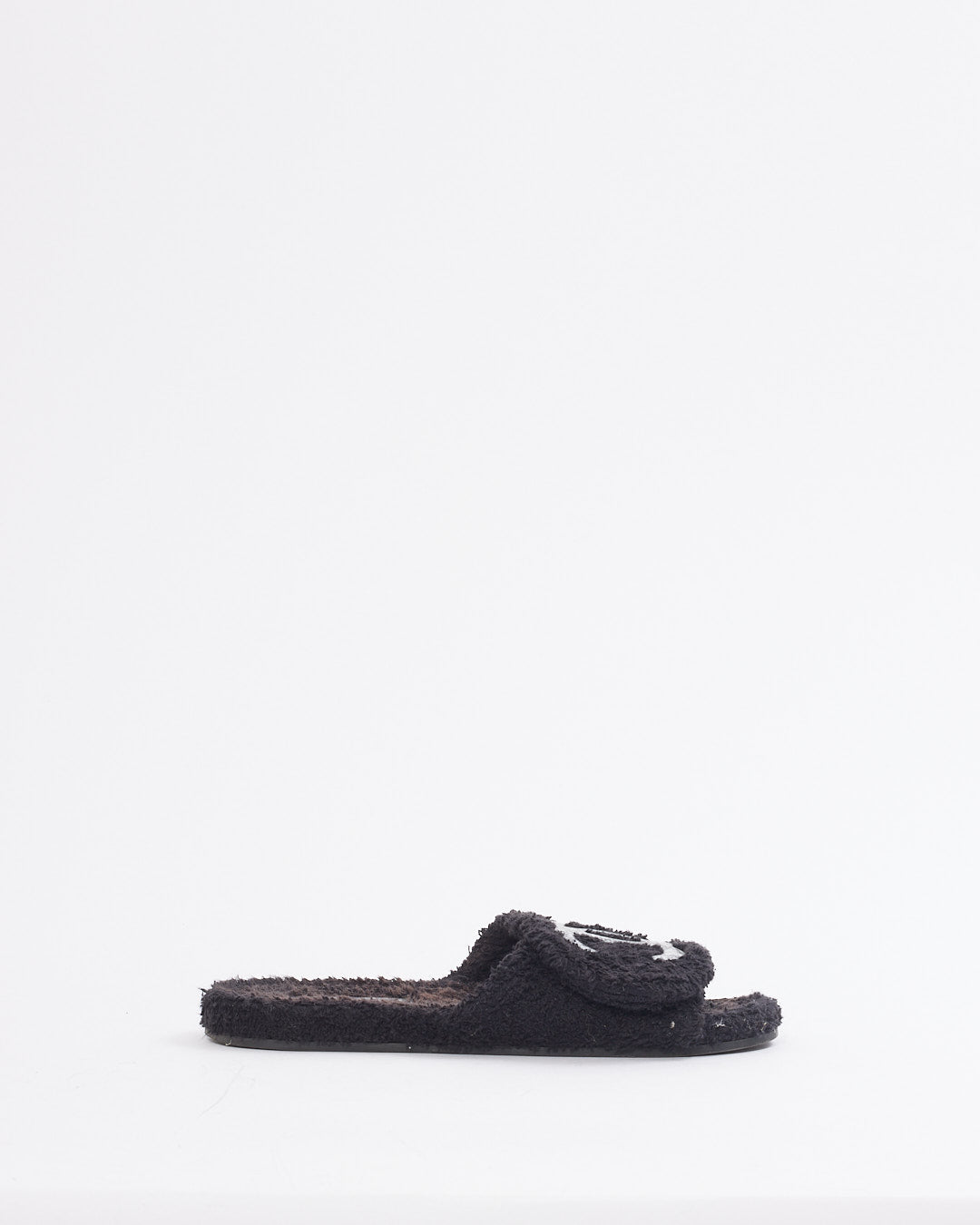 Chanel Black/White Terry Cloth CC Logo Slides - 39