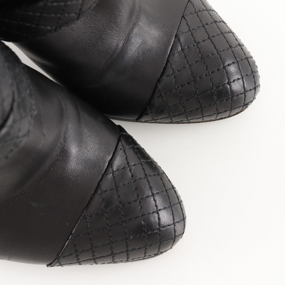 CHANEL boots leather black Matrasse COCO Mark Women 34 1/2 Used