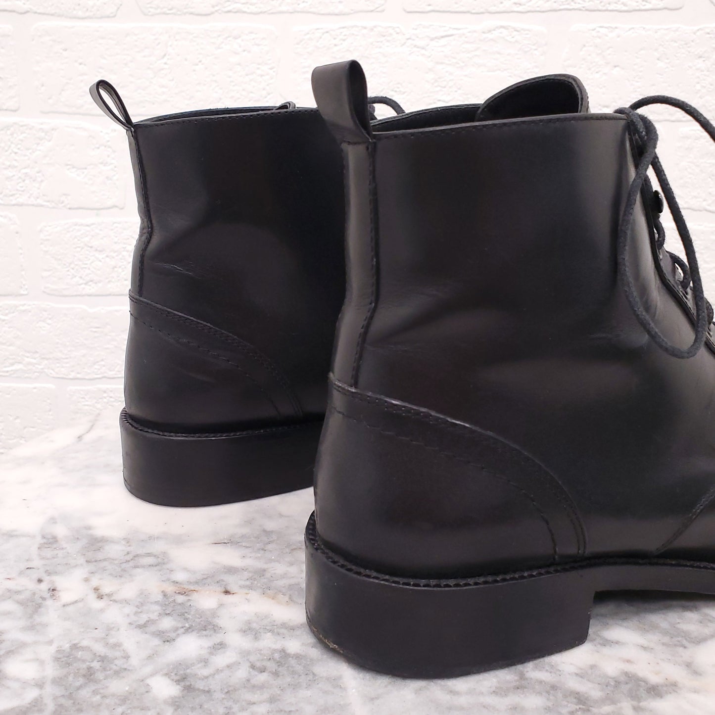 SAINT LAURENT BLACK LACE UP BOOTS - SIZE 38.5