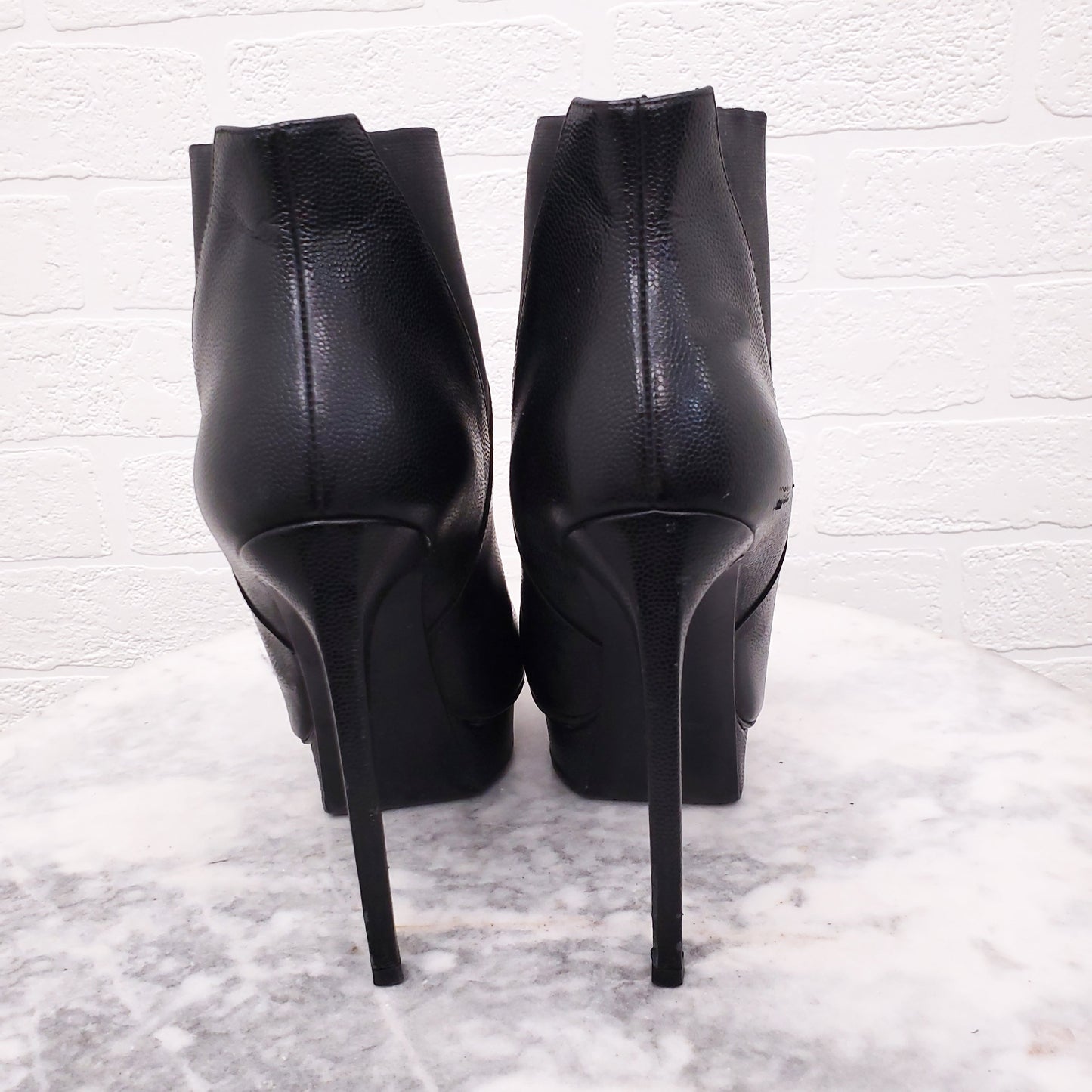SAINT LAURENT BLACK PLATFORM BOOTIES - SIZE 37