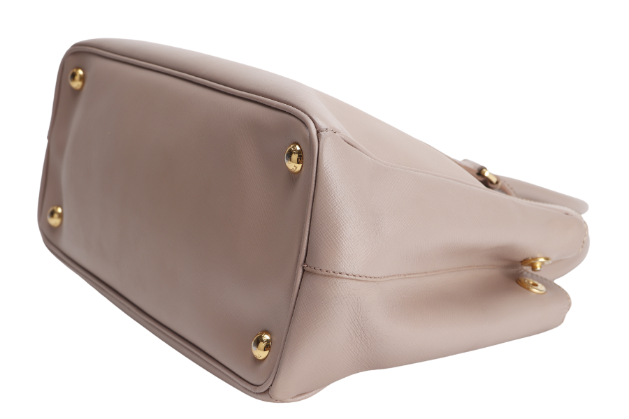 PRADA SMALL GALLERIA 2WAY USE TOTE BAG BEIGE SAFFIANO LEATHER GOLD HARDWARE WITH DUST COVER, NO CARD