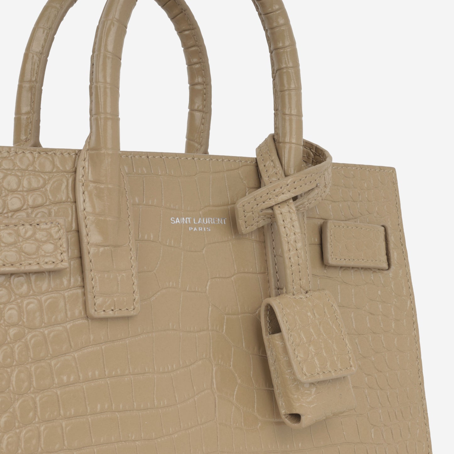 Saint Laurent - Nano Sac De Jour - Beige Croc Embossed SHW -