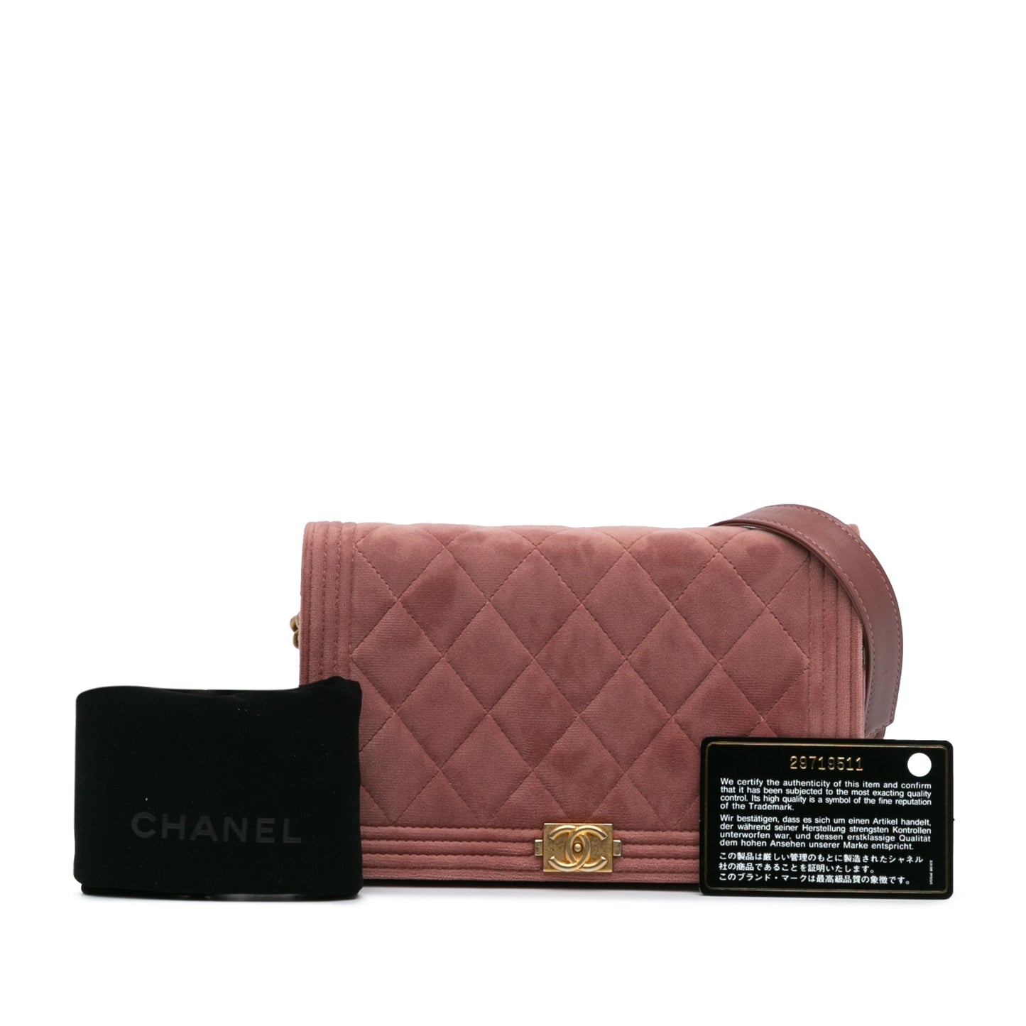 Pink Chanel Velvet Boy Wallet On Chain Crossbody Bag