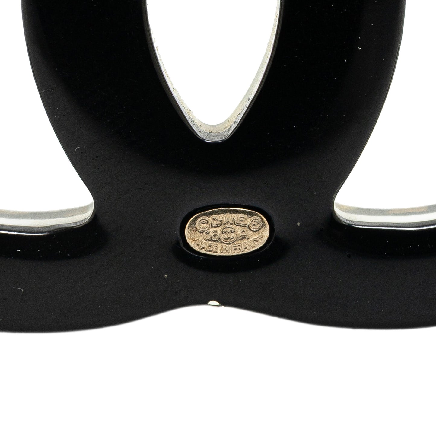 Black Chanel CC Resin Faux Pearl Charms Brooch