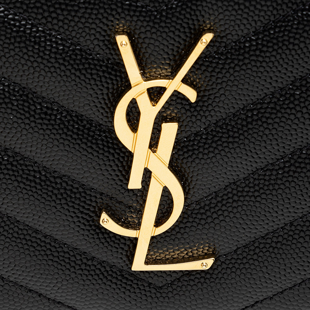 Saint Laurent Grain de Poudre Monogram Zip Around Wallet 21539