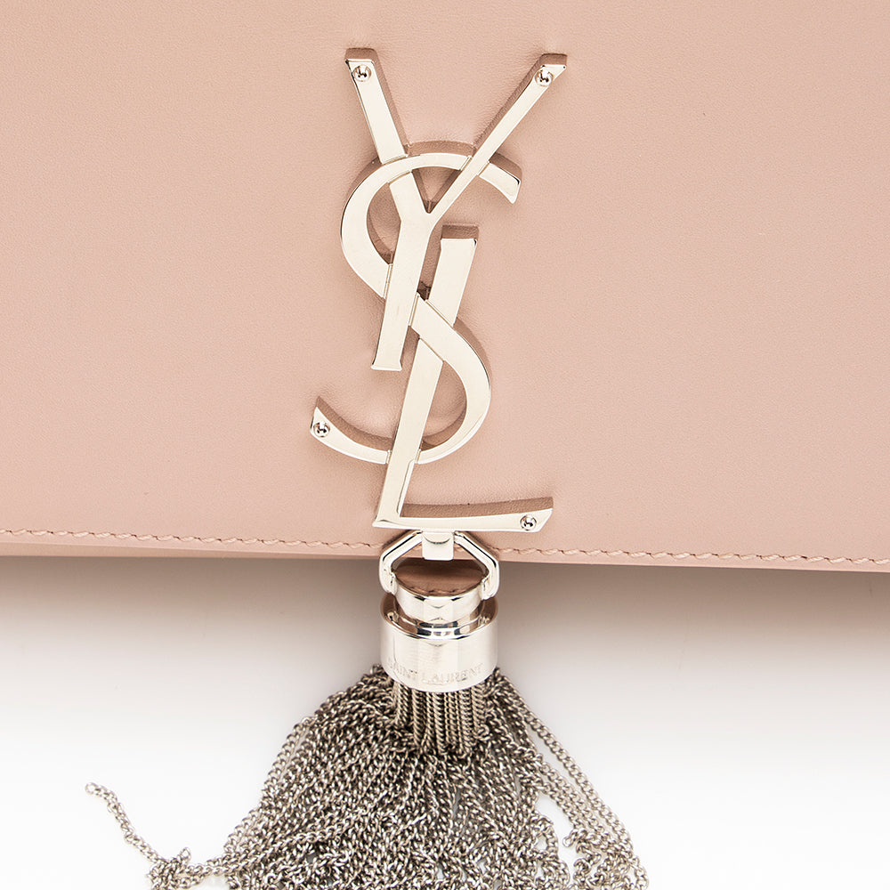 Saint Laurent Grain de Poudre Leather Monogram Kate Tassell Medium Shoulder Bag 19405