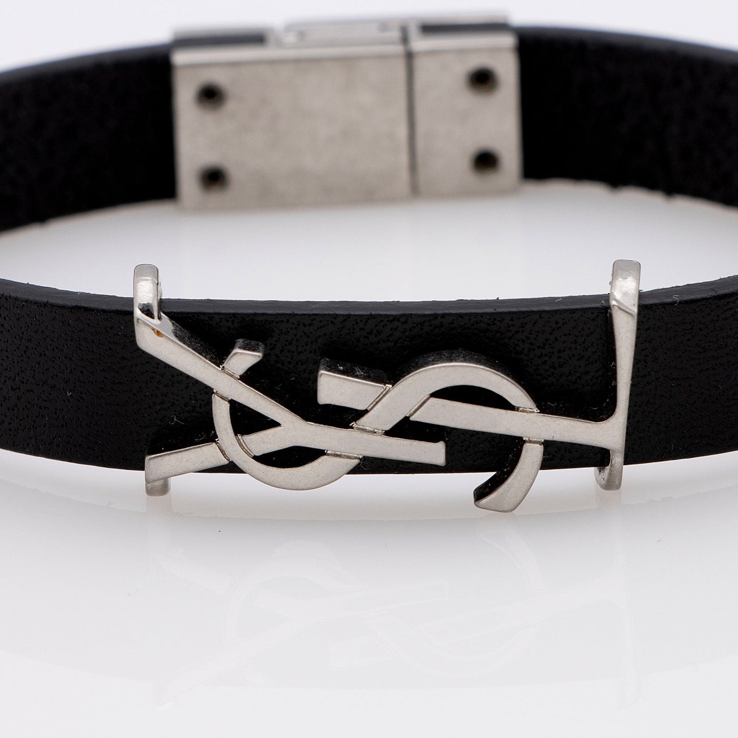 Saint Laurent Leather Monogram Cassandre Bracelet nbNjk2