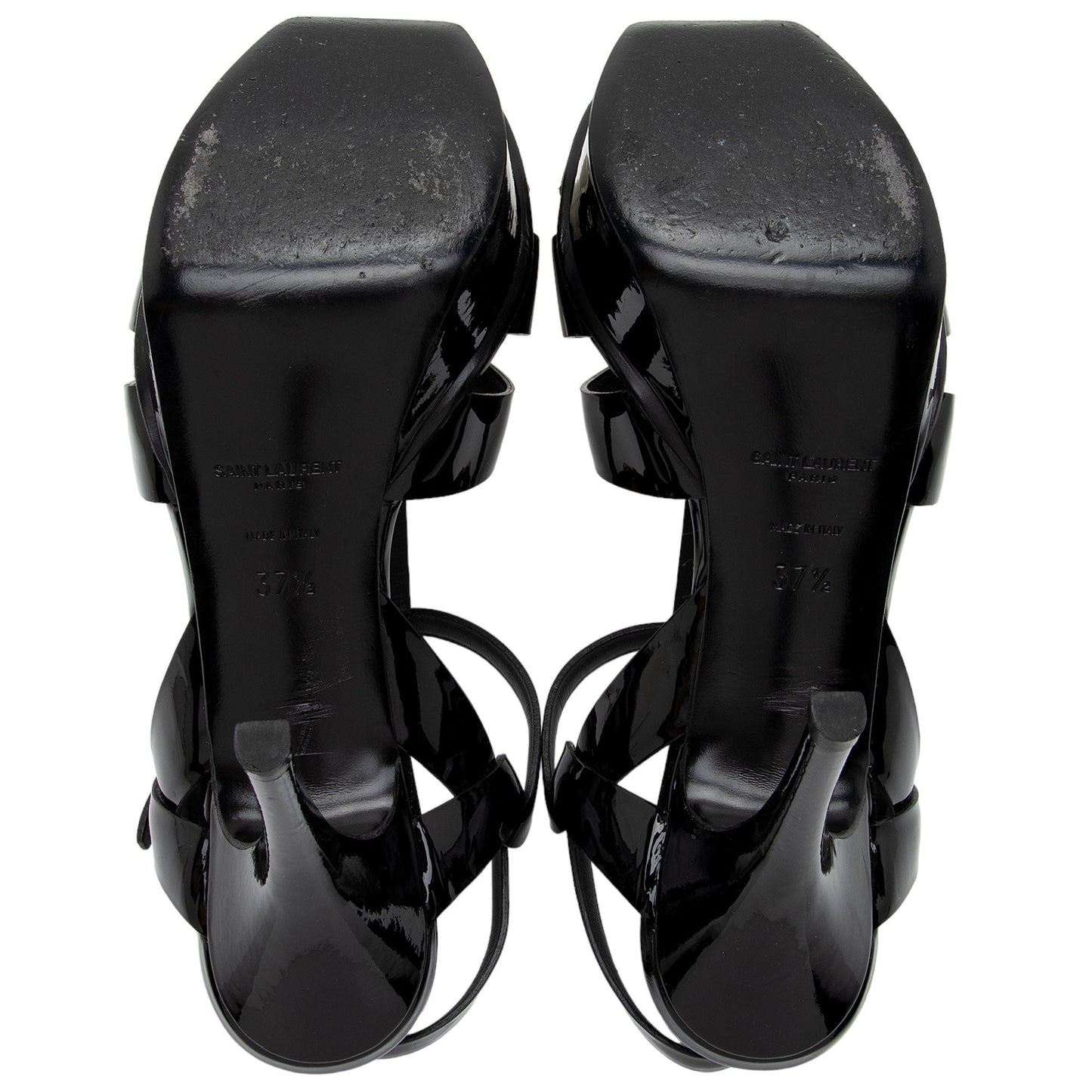 Saint Laurent Patent Leather Tribute Platform Sandals - Size 7.5 / 37.5 xmu793