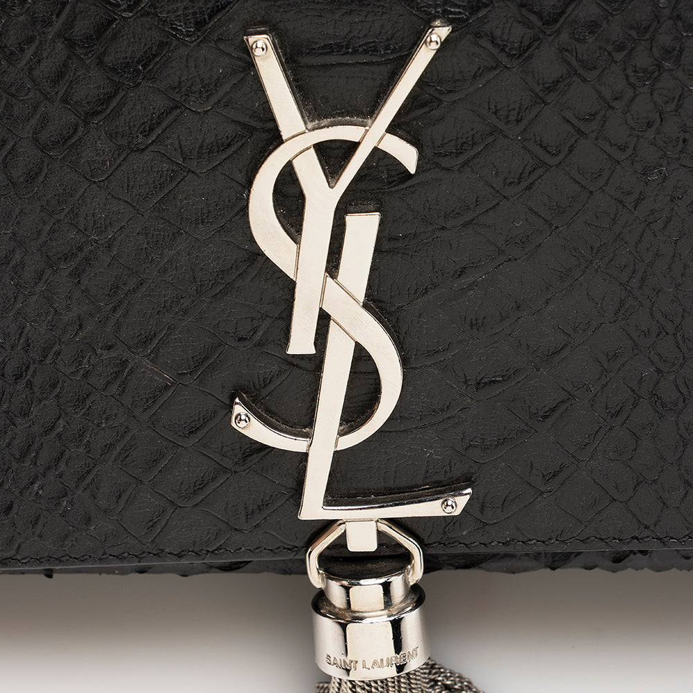 Saint Laurent Python Embossed Leather Kate Tassel Small Shoulder Bag 21463