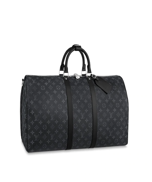 LV Keepall 55 Bandouliere Duffel Bag Monogram Eclipse Canvas