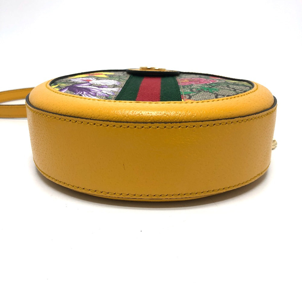GUCCI Shoulder Bag 550618 GG Supreme Canvas yellow GG flora webbing Women Secondhand