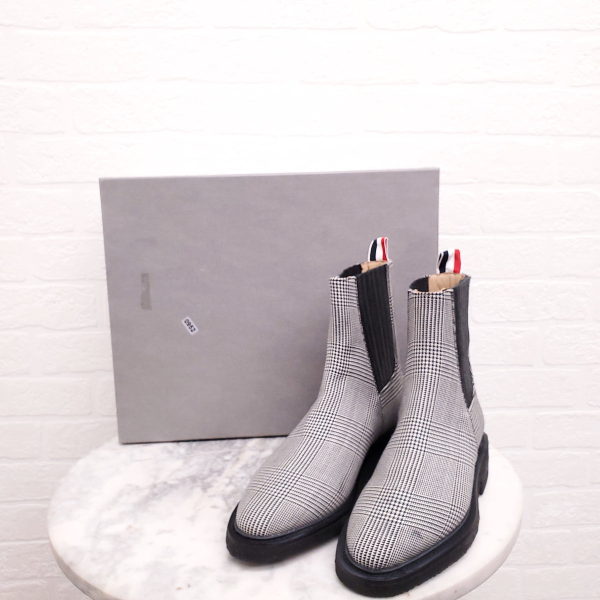 THOM BROWNE PLAID CHELSEA BOOTS - SIZE 38.5