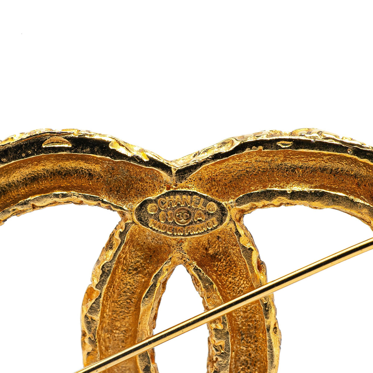 Gold Chanel Gold Plated CC Brooch