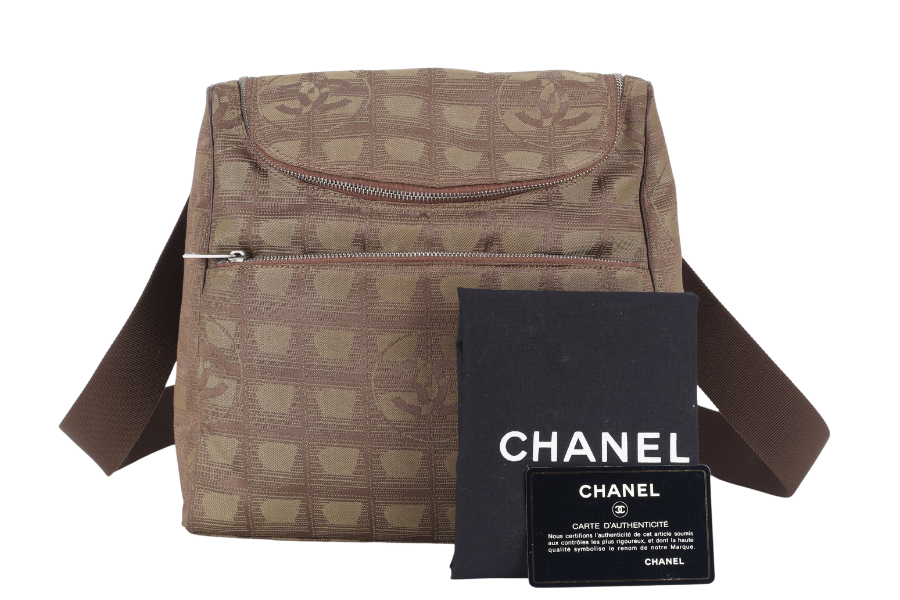 CHANEL SPORTS LINE BACKPACK (705xxxx) GREEN CANVAS SILVER HARDWARE WITH AND DUST COVER