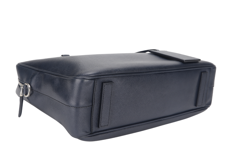 PRADA TRAVEL BRIEFCASE LARGE BALTICO SAFFIANO LEATHER (VA0891) SILVER HARDWARE WITH DUST COVER AND CARD