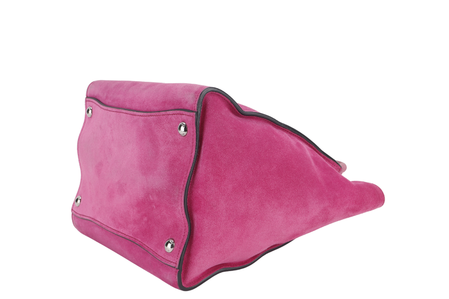 PRADA 2WAYS BAG (BN2625) MEDIUM PINK SUEDE SILVER HARDWARE WITH DUST COVER AND STRAP
