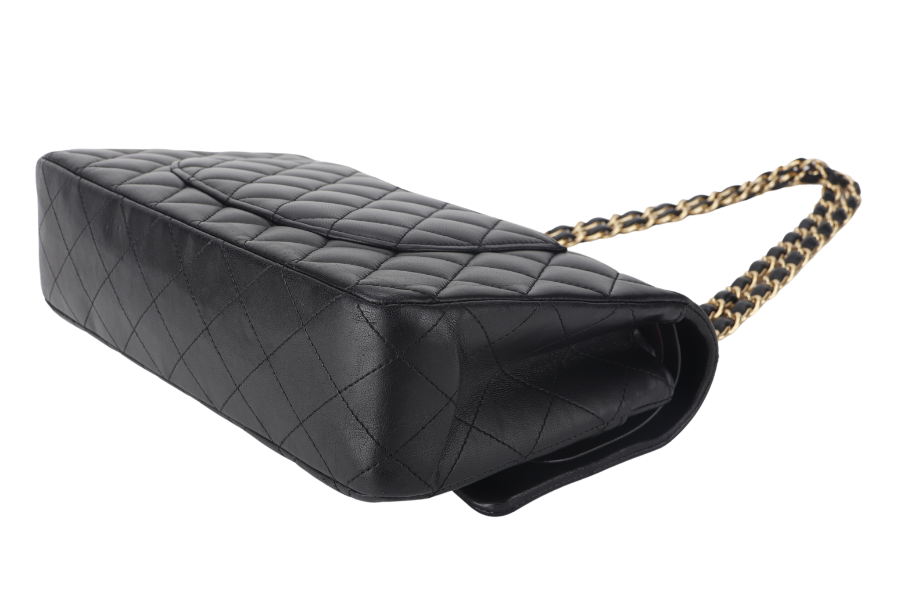 CHANEL CLASSIC FLAP MEDIUM BLACK LAMBSKIN GOLD HARDWARE WITH (3040xxxx) WITH DUST COVER AND BOX