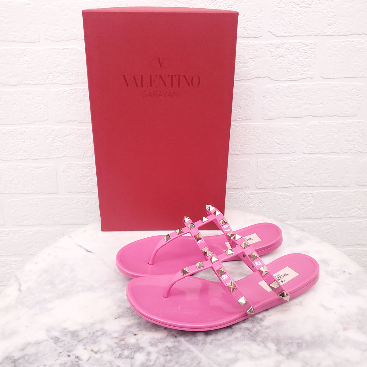 VALENTINO PINK ROCKSTUD JELLY SANDALS - SIZE 36