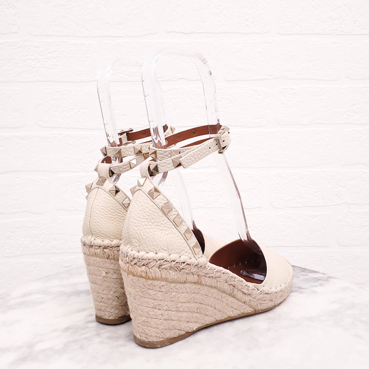 VALENTINO ROCKSTUD ESPADRILLE WEDGES - SIZE 38