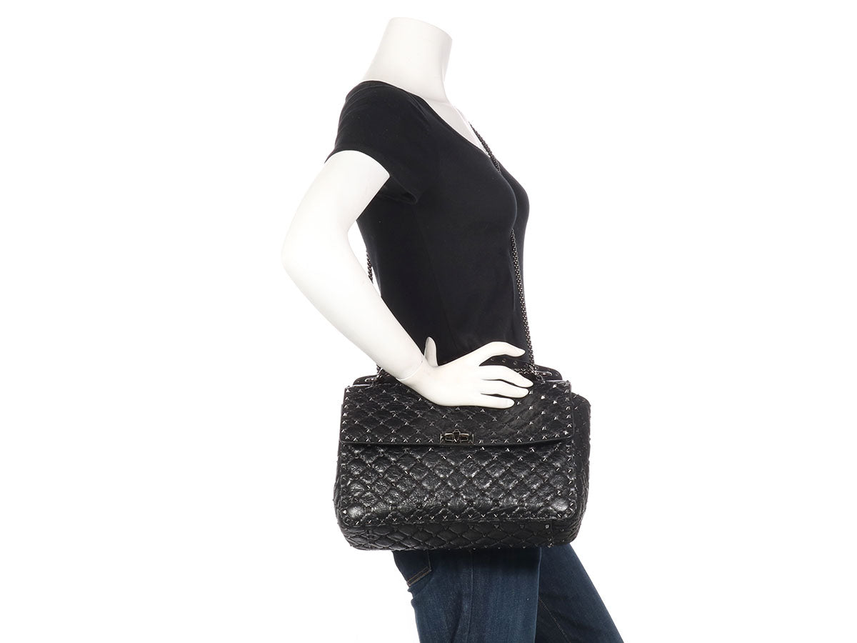 Valentino Large Black Rockstud Spike Chain Bag