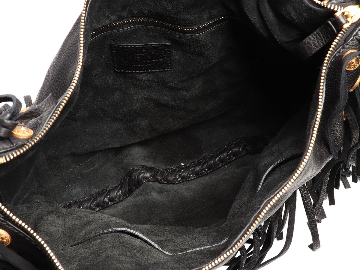 Valentino Black Half Moon Fringe Hobo