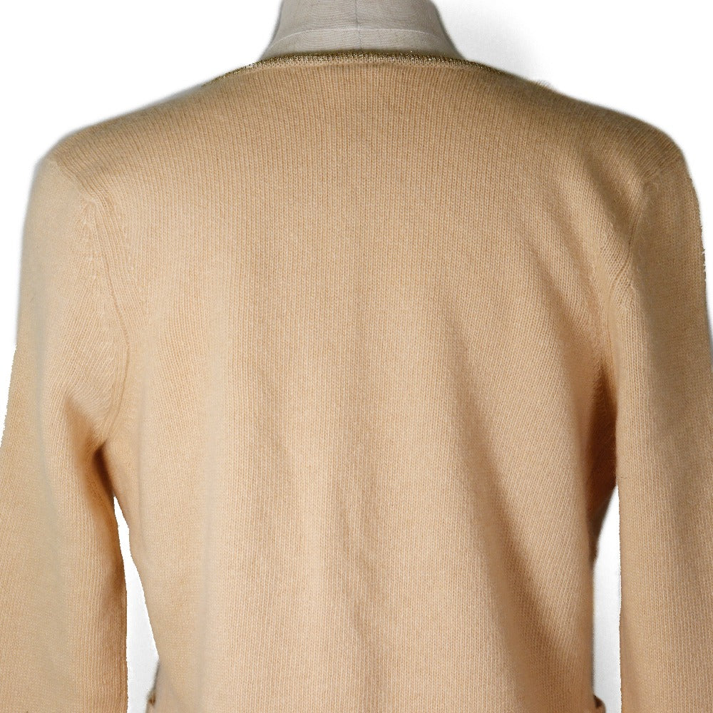 CHANEL cardigan P17019W02730 Cashmere, Polyester Beige / gold 01C piping 40