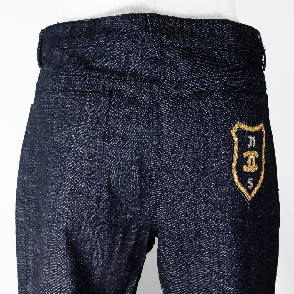 CHANEL Denim pants P25298V16033 cotton Indigo 05C Wappen 42