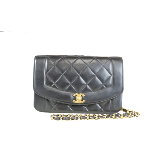 Rank A | CHANEL Matrasse Diana Lamb Skin Double Flap Double Chain Bag |021113