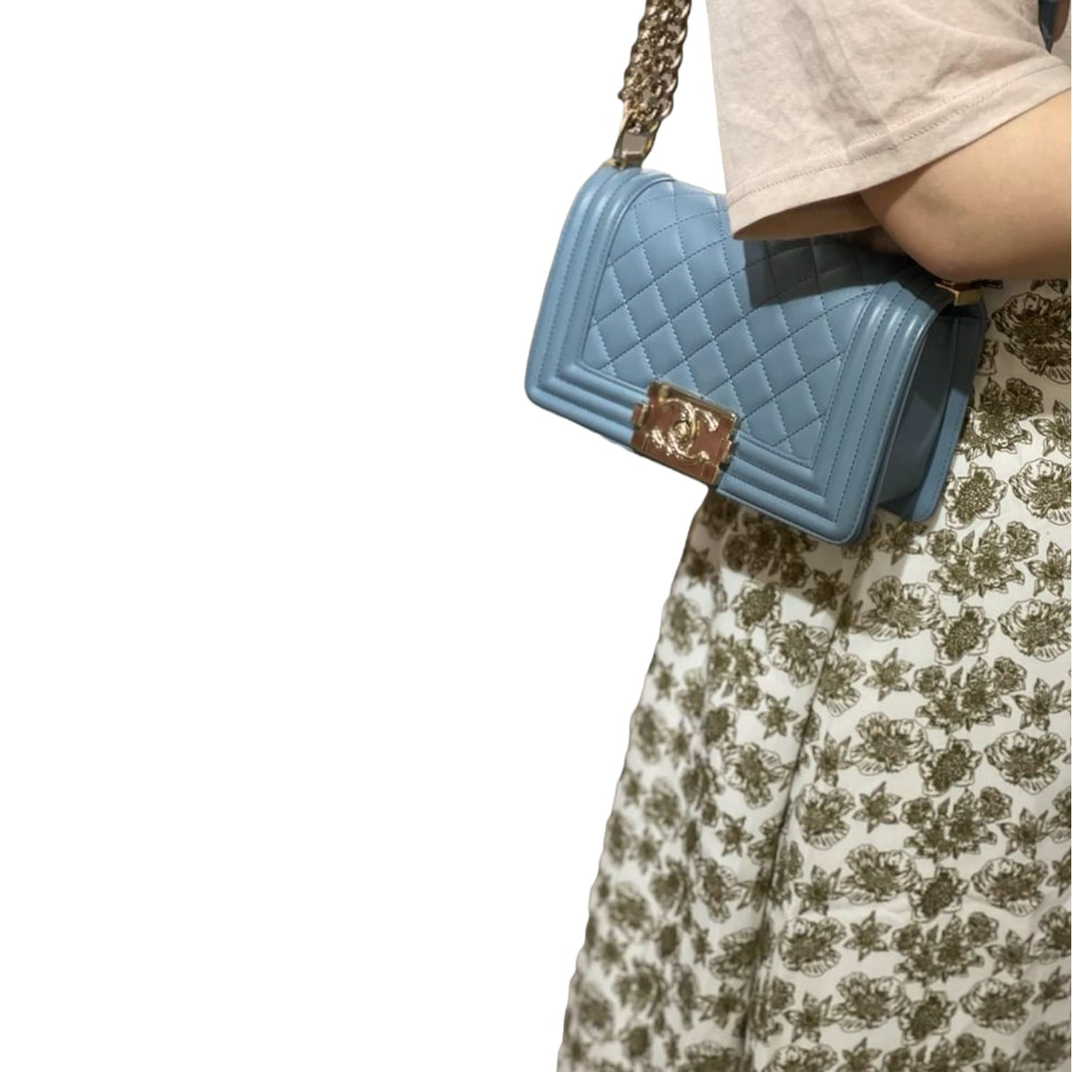 Small Boy Bag Calfskin Blue GHW