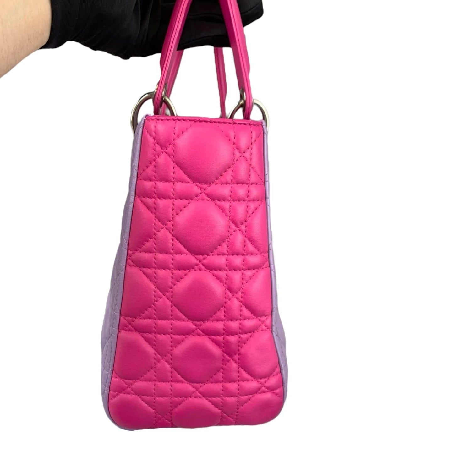 Medium Bi-color Lady Dior Lambskin Pink Purple SHW