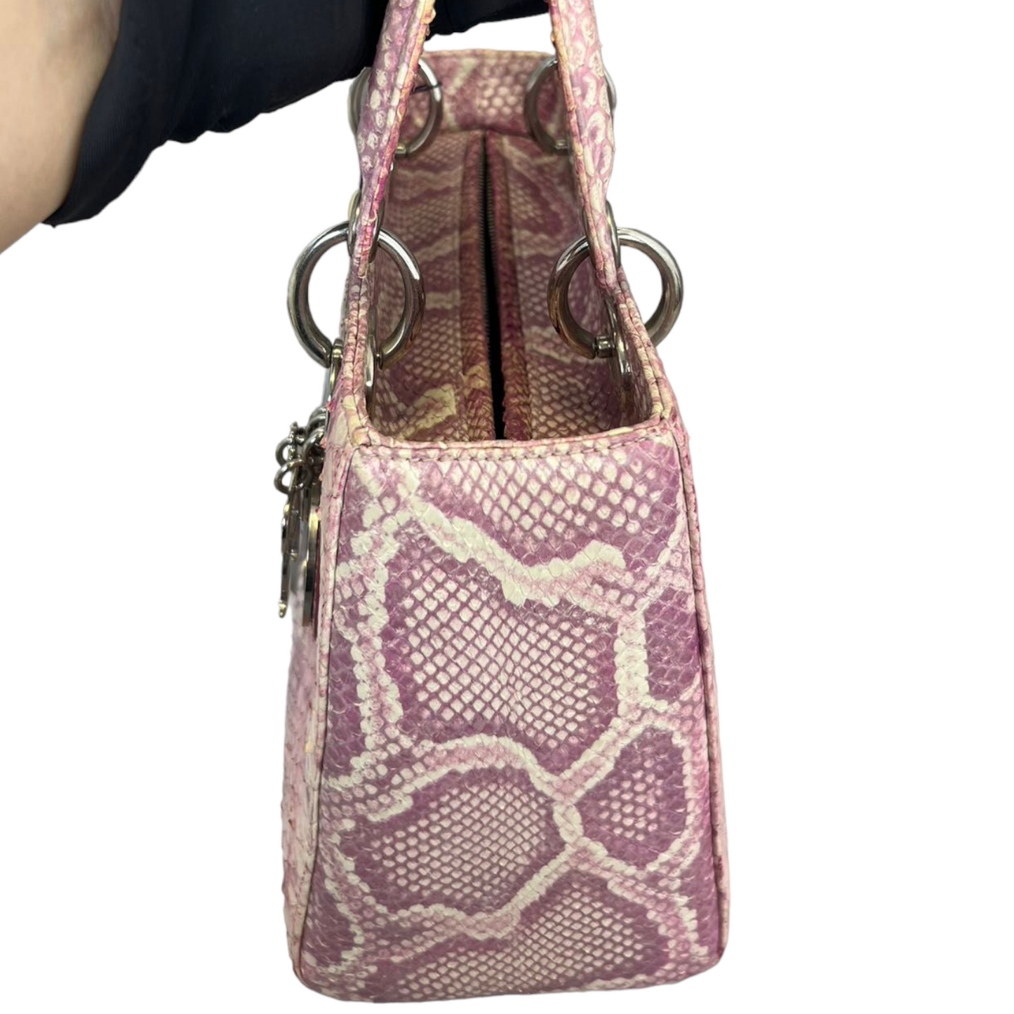 Python Medium Lady Dior Pink Bag SHW